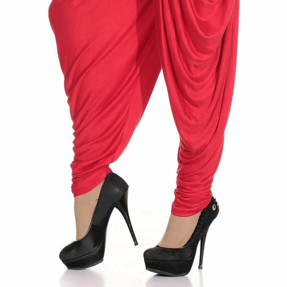 Red Pleated pants Elastic Waist - Picture 3 of 3